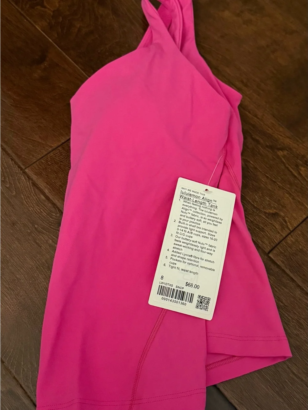 NWT Lululemon Align Waist-Length Tank Top Sonic Pink size 6